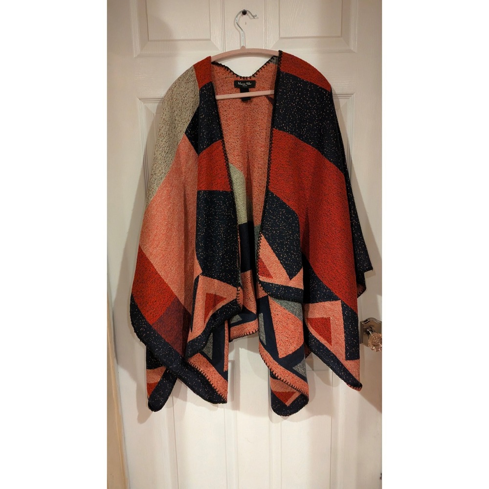 Marcus Adler New‎ York Geometric Print Poncho Shawl Blanket Wrap One Size